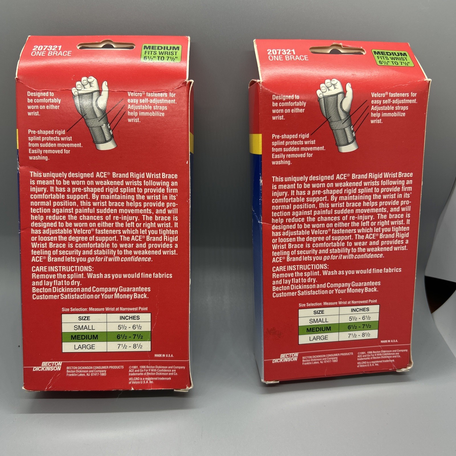 Ace Plus Wrist Brace Size medium 6 1/2 – 7 1/2 Inch Both Boxes New In Box