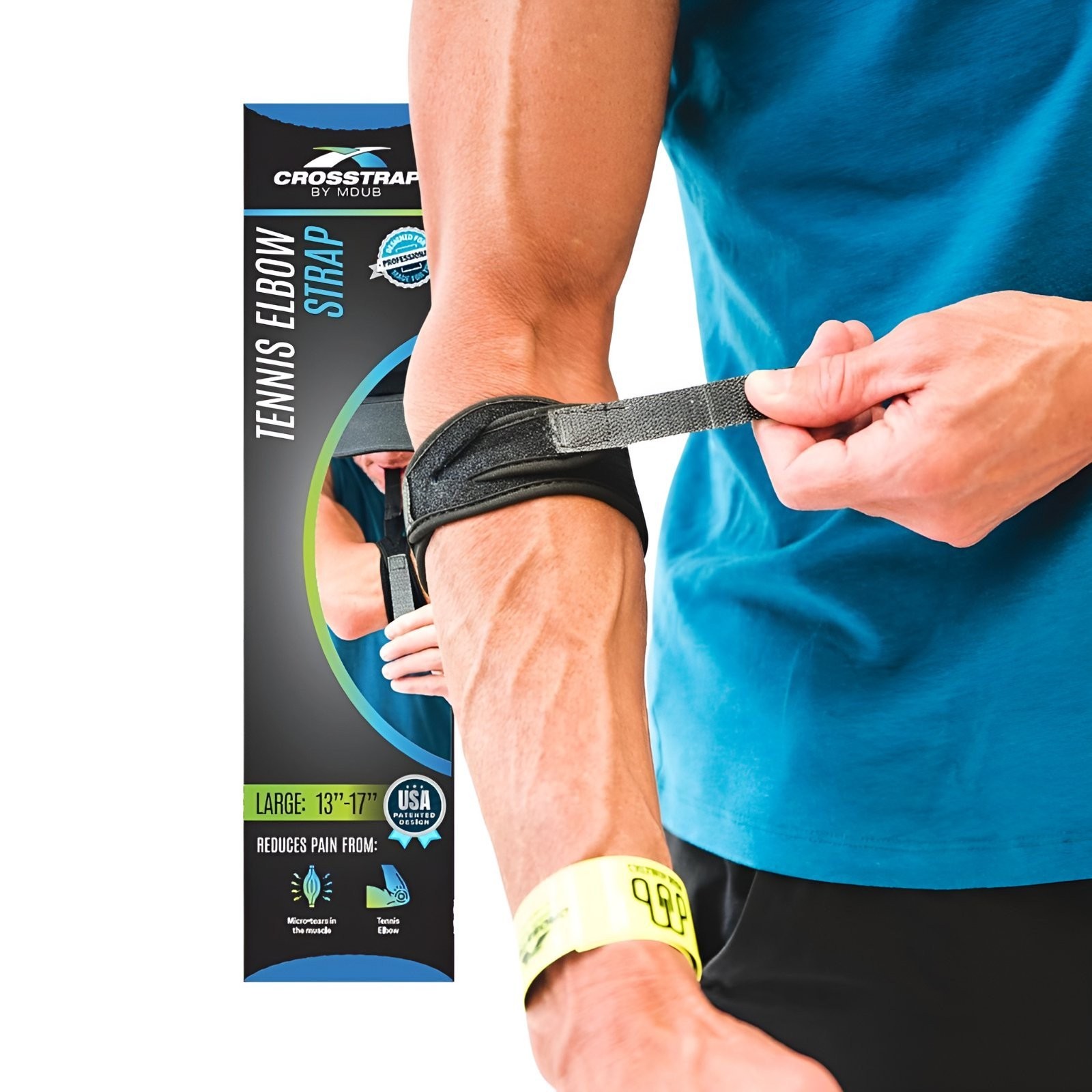 Tennis Elbow Brace Large Counterforce Strap for Men & Women Pain Relief