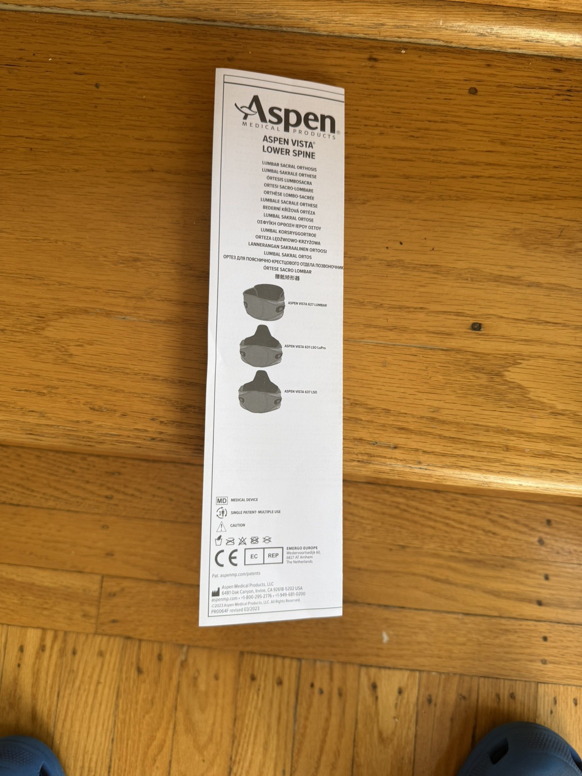 Aspen Vista Back Brace Adjustable LSO Compression Stabilization XS – XXL
