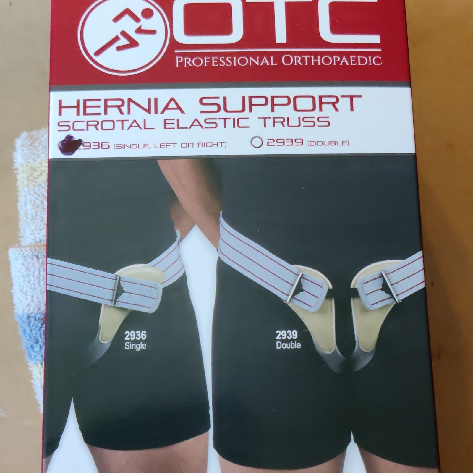 OTC Adjustable Men’s Hernia Support Groin Truss Synthetic Leather White/Beige