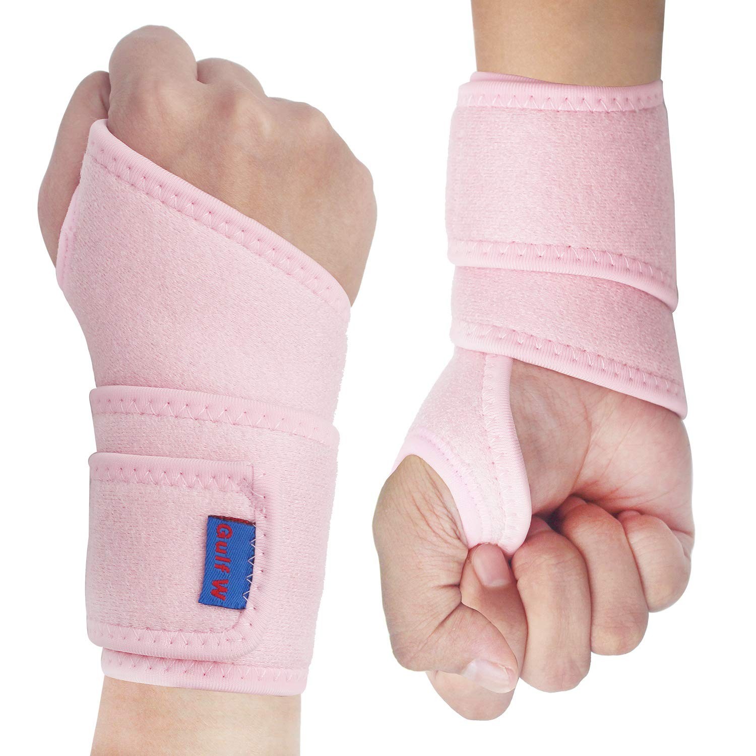 2-Pack Adjustable Wrist Brace for Carpal Tunnel Relief & Injury Support – Pink