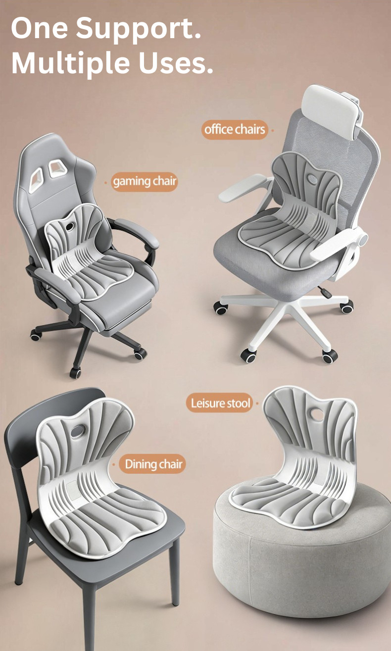 Gray Ergonomic Lumbar Support | Back Support with 6-Region Pressure Reliever