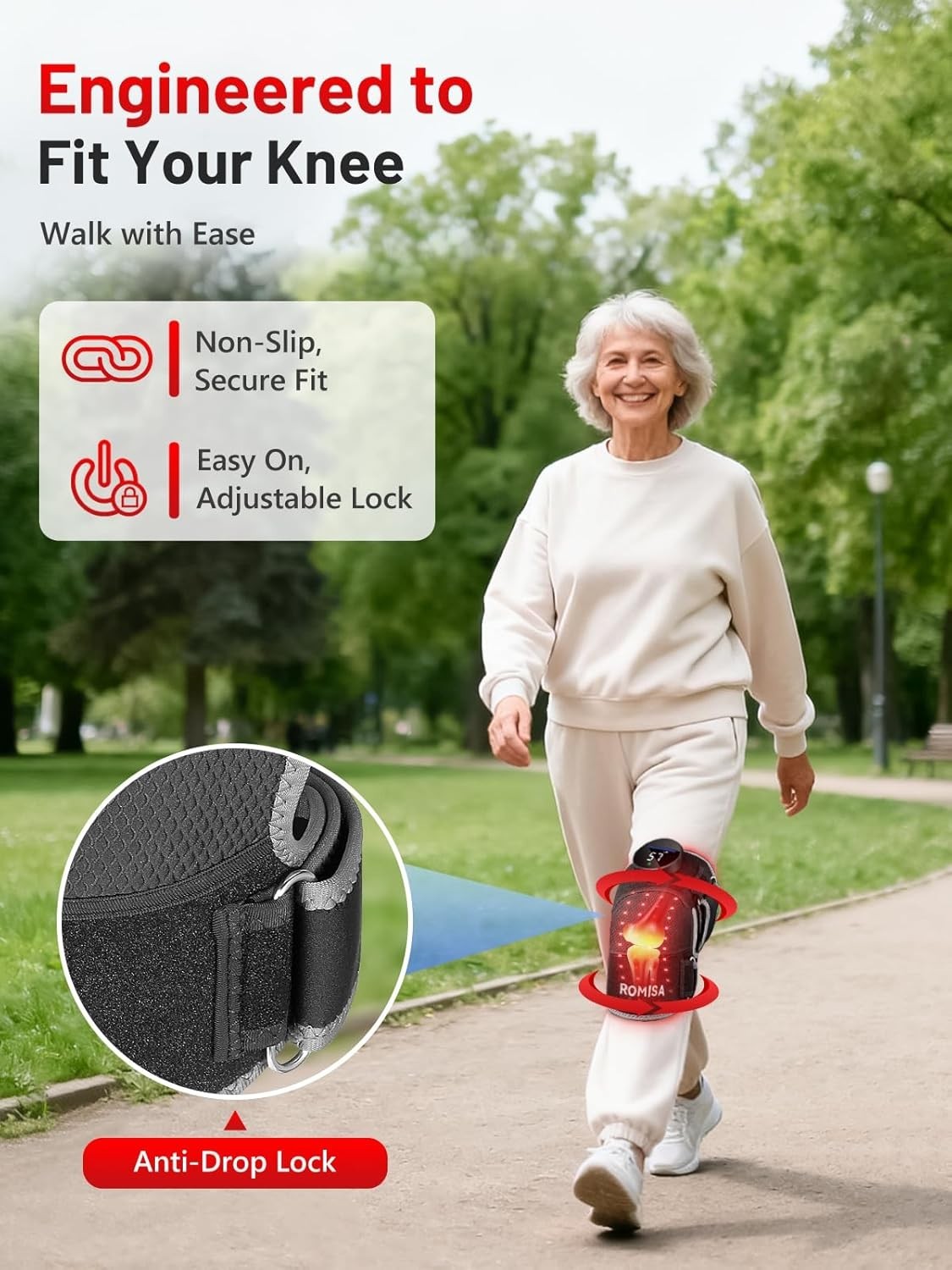 Intelligent Touchscreen Knee Massager: Heated Vibration & Cordless Relief