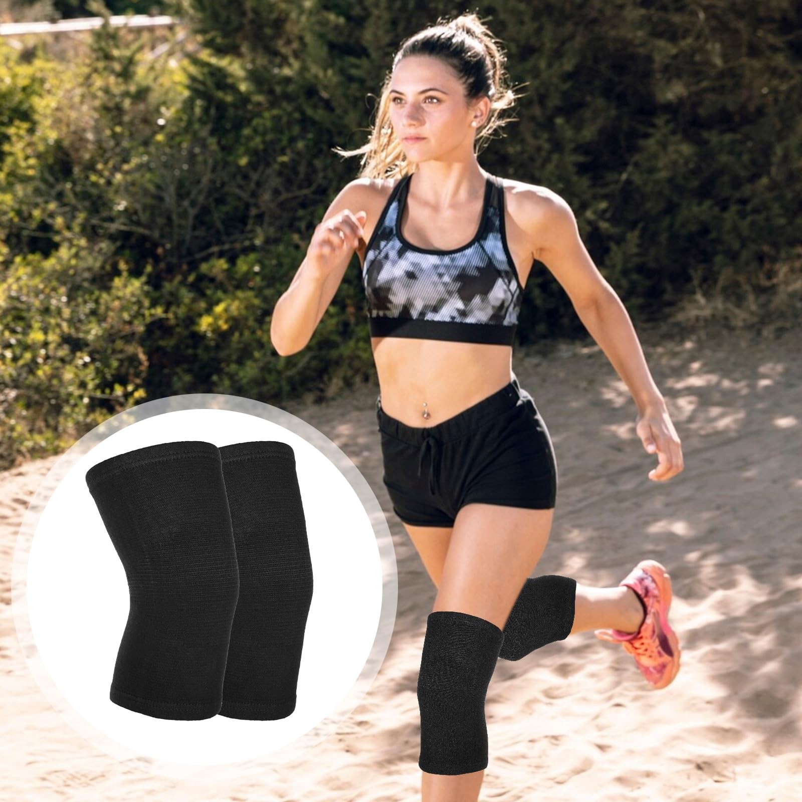 Bamboo Knee Sleeve, Elastic Compression Knee Brace Breathable Knee Pads Leg Slee
