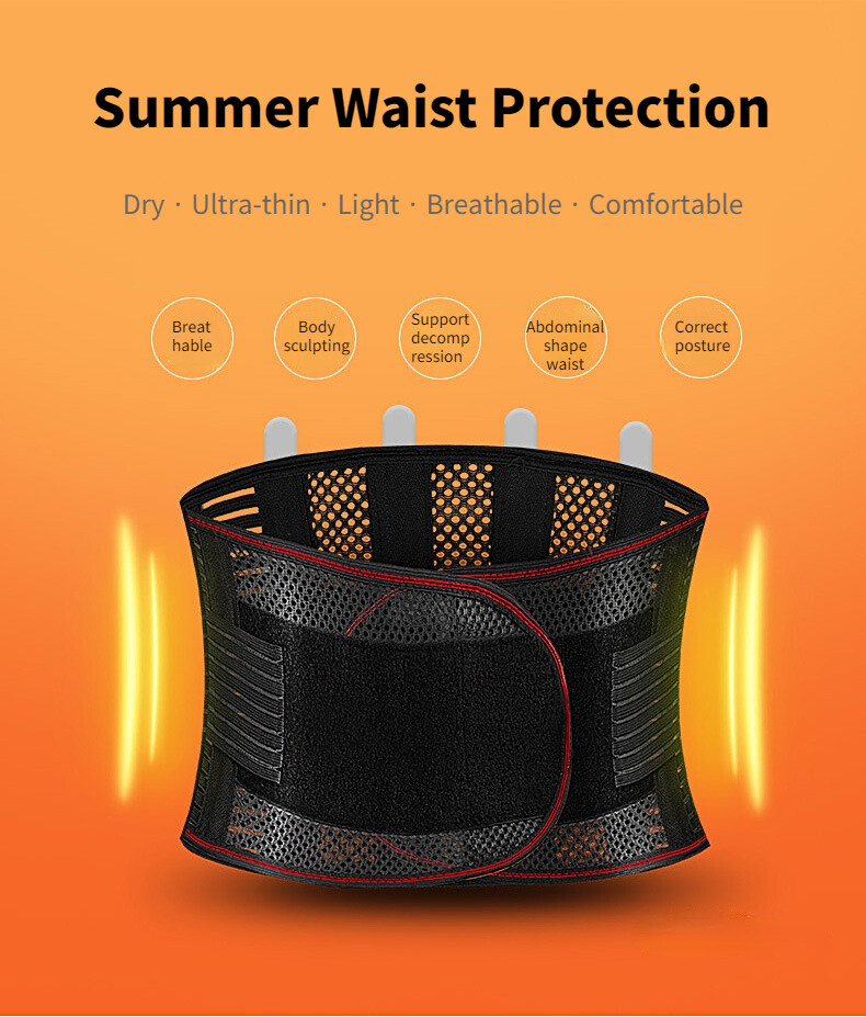 Men Copper Back Pro Compression Belt Adjustable Lower Lumbar Back Brace Support