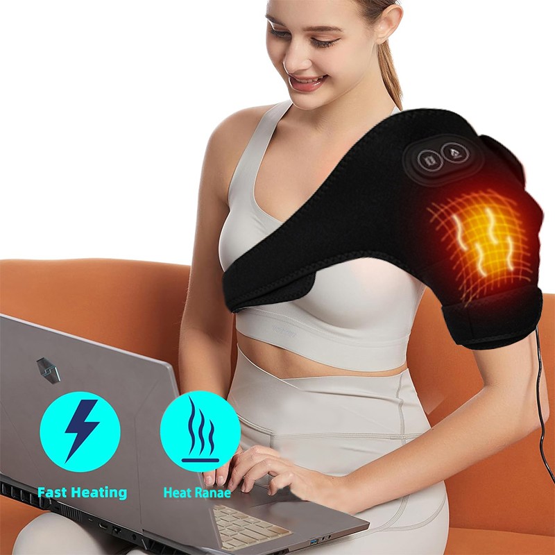 Electric Heated Vibration Knee Joint Brace Therapy Shoulder Massager Pain Relief