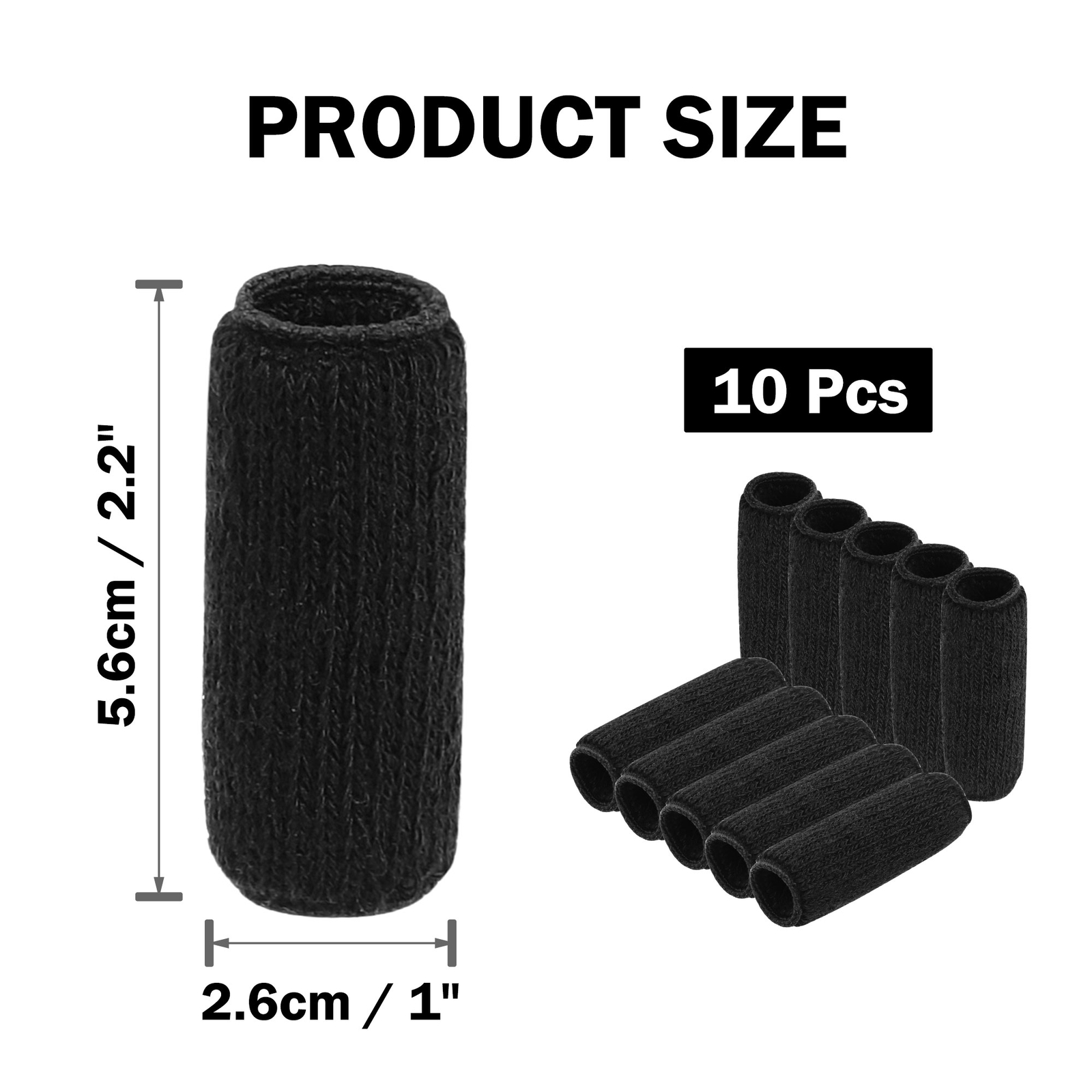10 Pcs Black Finger Sleeves Compression Brace Splint Arthritis Sports Protector