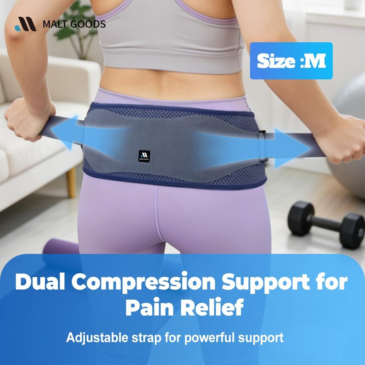 Widened SI Joint Support Belt with 3D Massage Pads – Anti-Slip Sacroiliac Brace