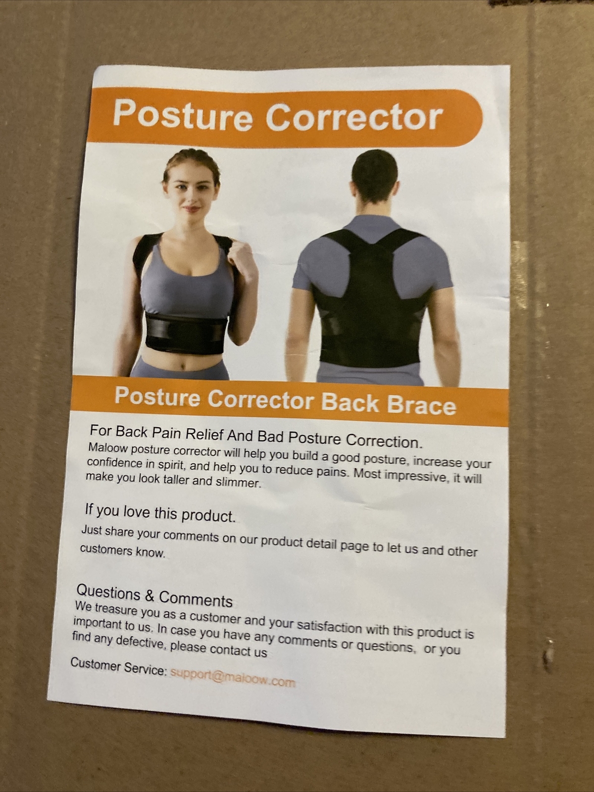 Maloow Posture Corrector for Men and Women, Size L – Black New! Free Shipping!