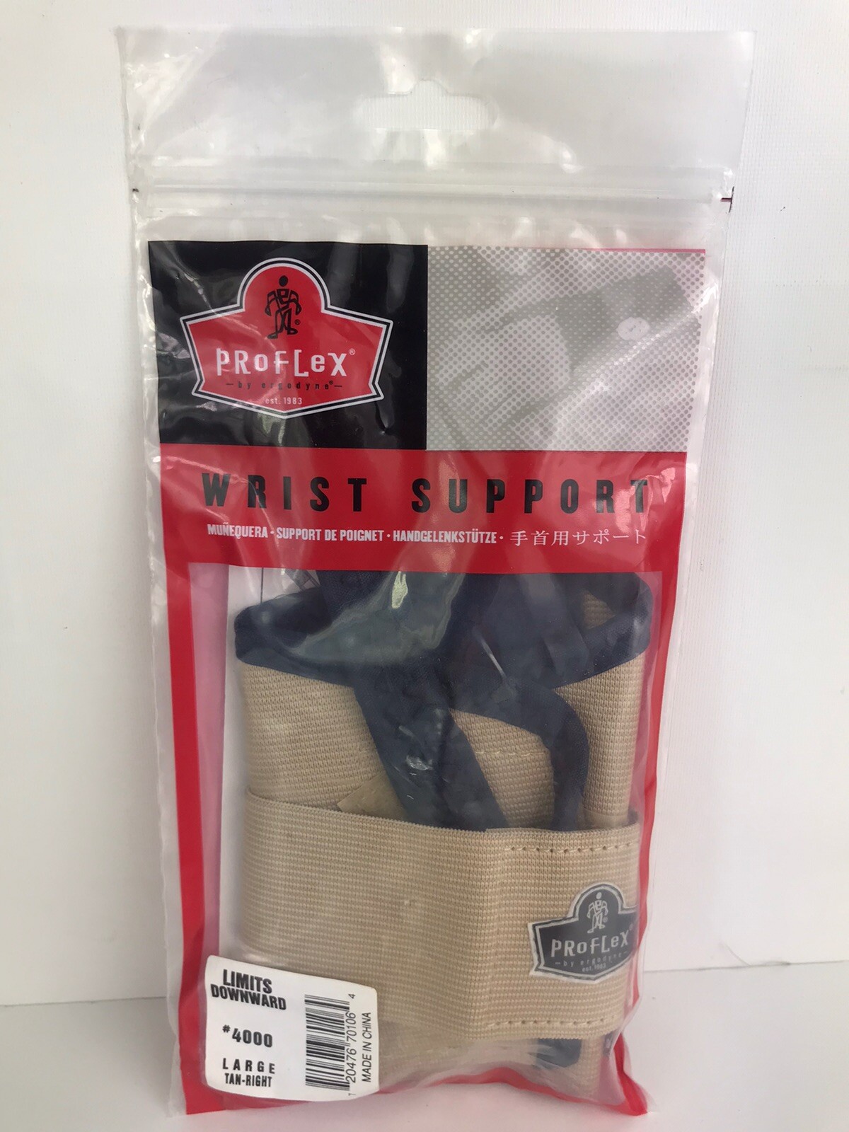 PROFLEX BY ERGODYNE Elastic Wrist Support, Large, Right, 4000, Tan