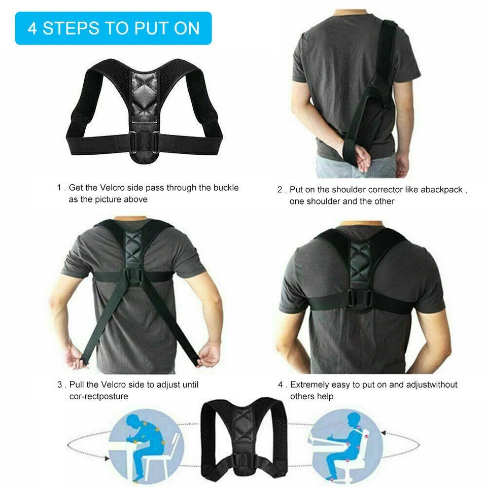 Posture Corrector Back Brace Adjustable Shoulder Support Belt For Men Women