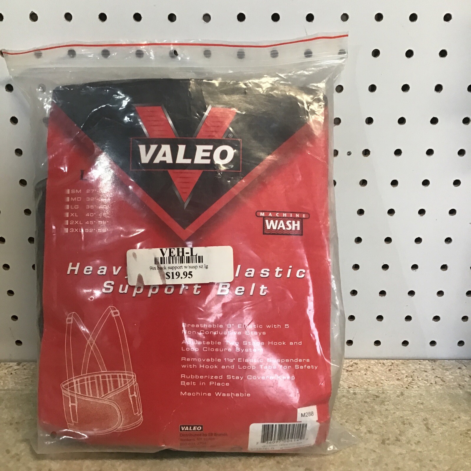 Valeo Industrial Heavy Duty 9″ Back Support Elastic Belt Size Large 35”-40”
