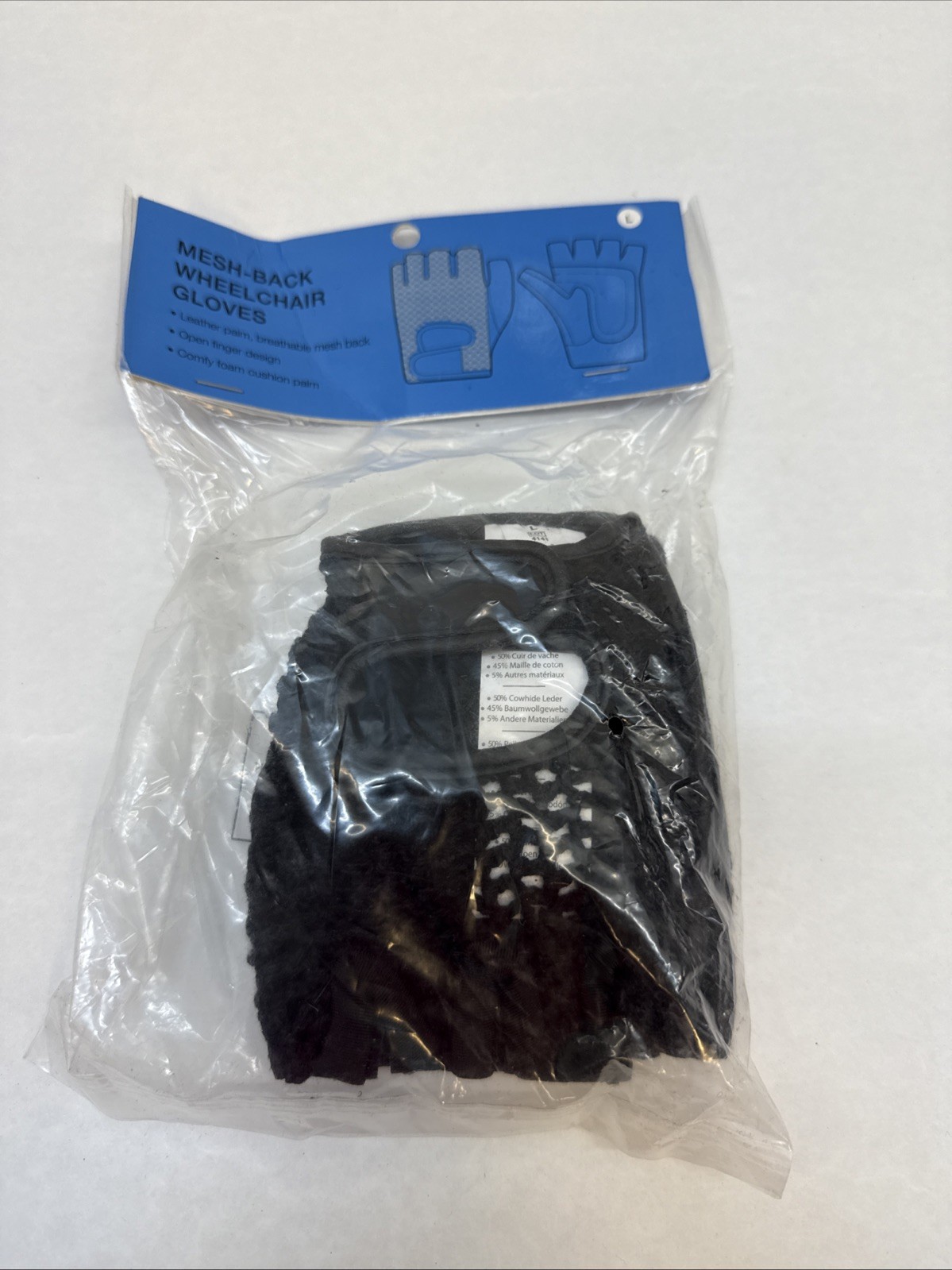 Push Gloves Mesh Back Wheelchair Gloves 081173657 Size Large