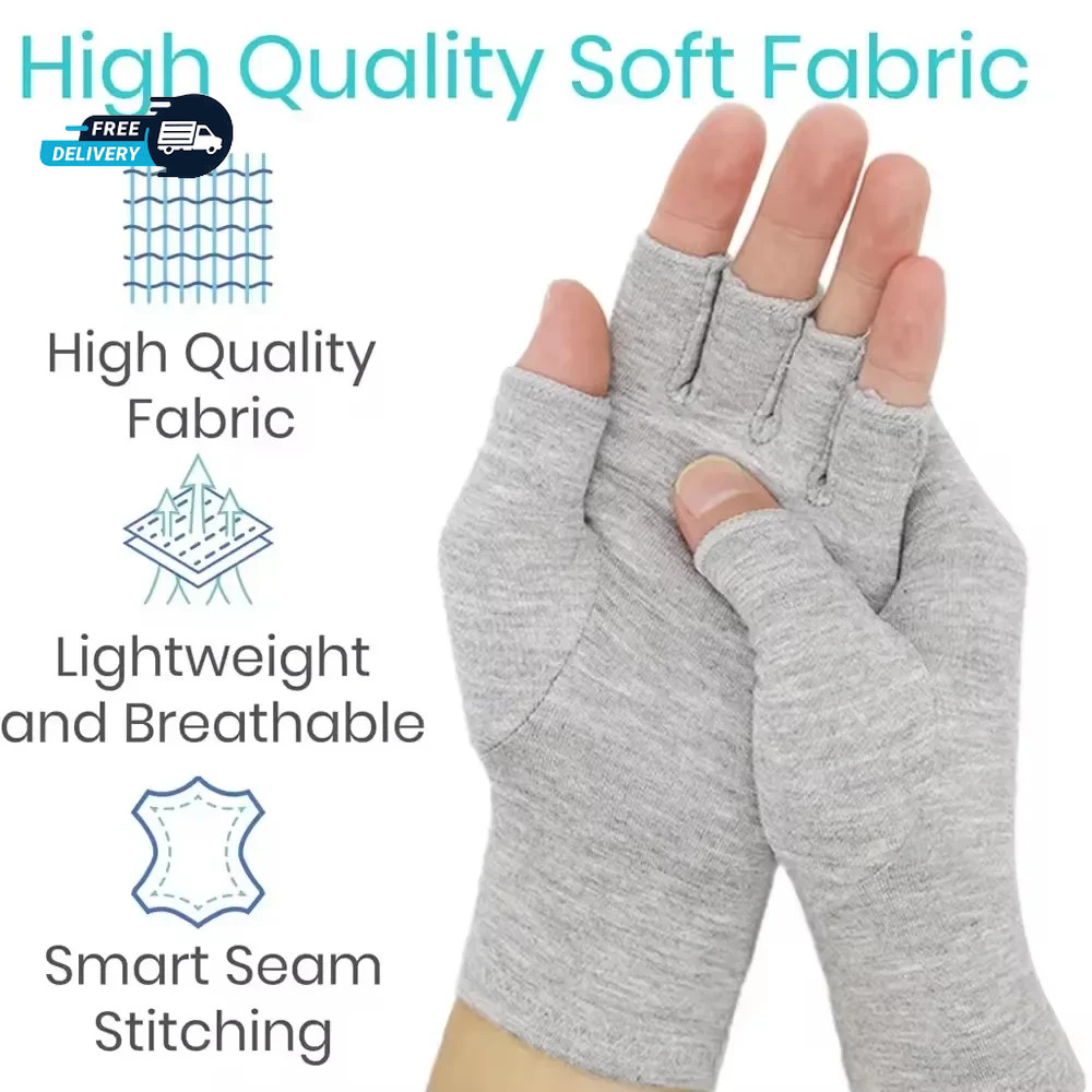 1 Pair Bamboo Gloves Compression Arthritis Glove Wrist Support Joint Pain Relief