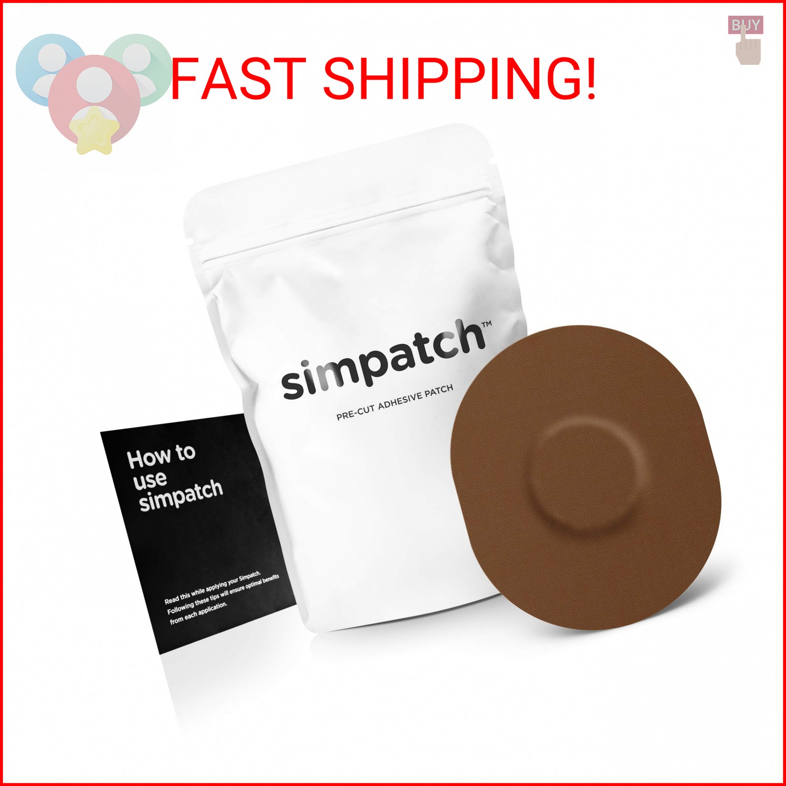 SIMPATCH Universal Adhesive Patch (25-Pack) – Waterproof Adhesive, CGM Patches (
