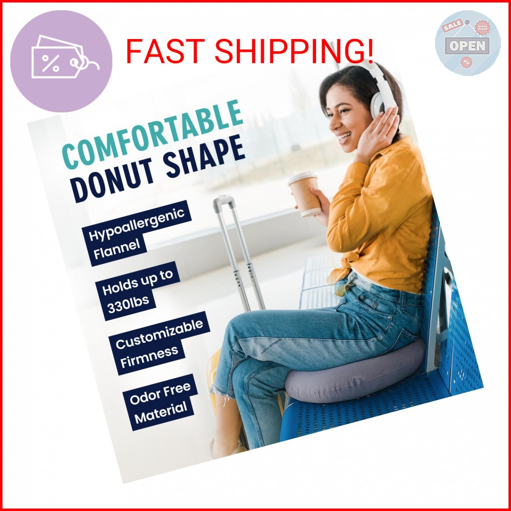 Dr. Frederick’s Original Inflatable Donut Pillow – 18″ Seat Cushion for Tailbone