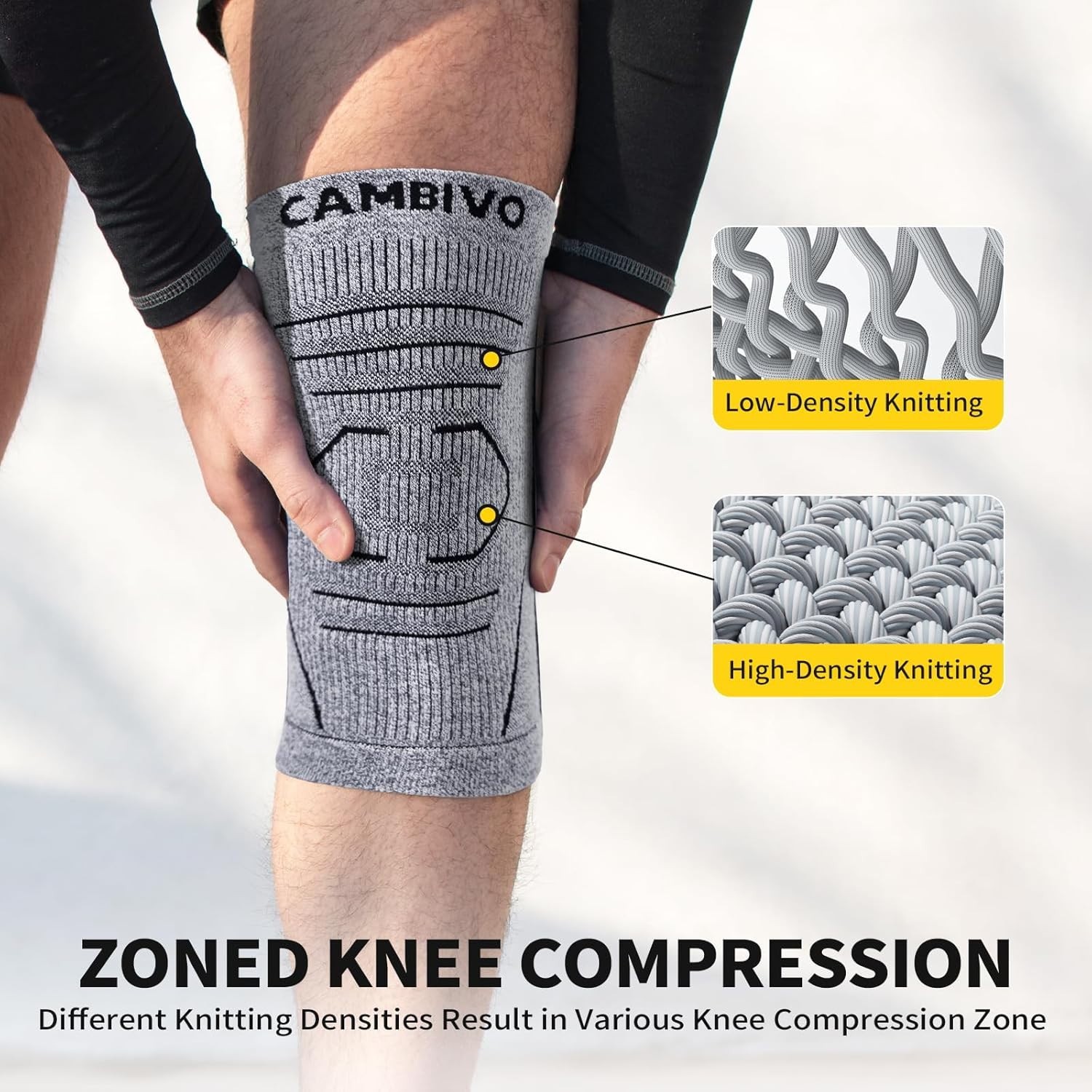 CAMBIVO Knee Brace for Women & Men, 2 Pack Lightweight Latex Free Knee