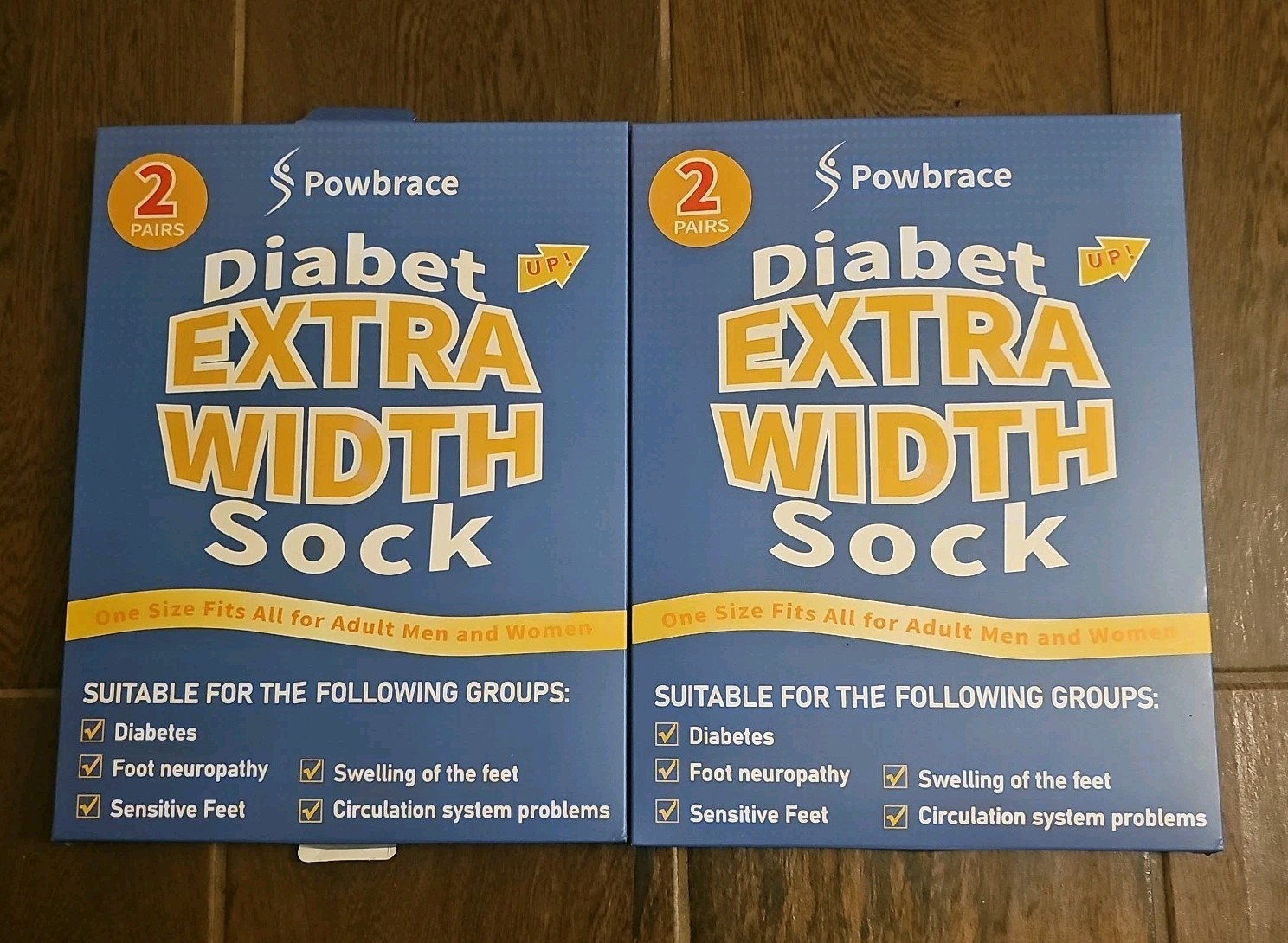 Powbrace 4 Pairs Wide Diabetic Socks – Swollen Feet- One Size -4 Pairs -White🔥