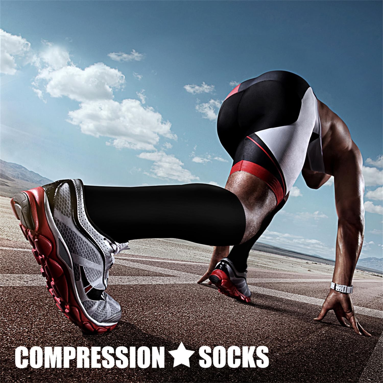 CHARMKING Compression Socks 3 Pairs 15~20 mmHg for Women & Men L/XL Black
