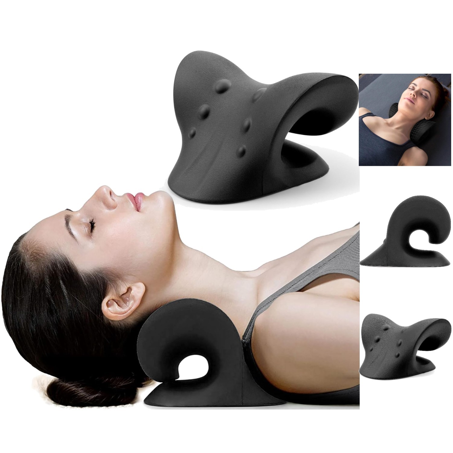 Memory Foam Neck Stretcher for Spinal Alignment – Portable Chiropractic Pillow
