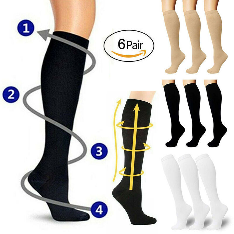 3/Pair Men Women Knee High 30-40mm S-XL Compression X Socks