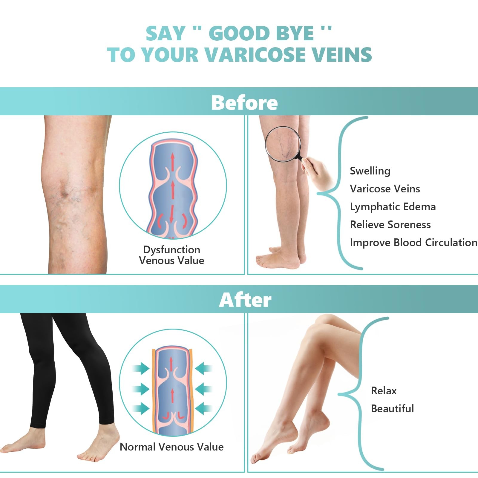 Compression Pantyhose for Women, 20-30 mmHg Medical Compression Stockings