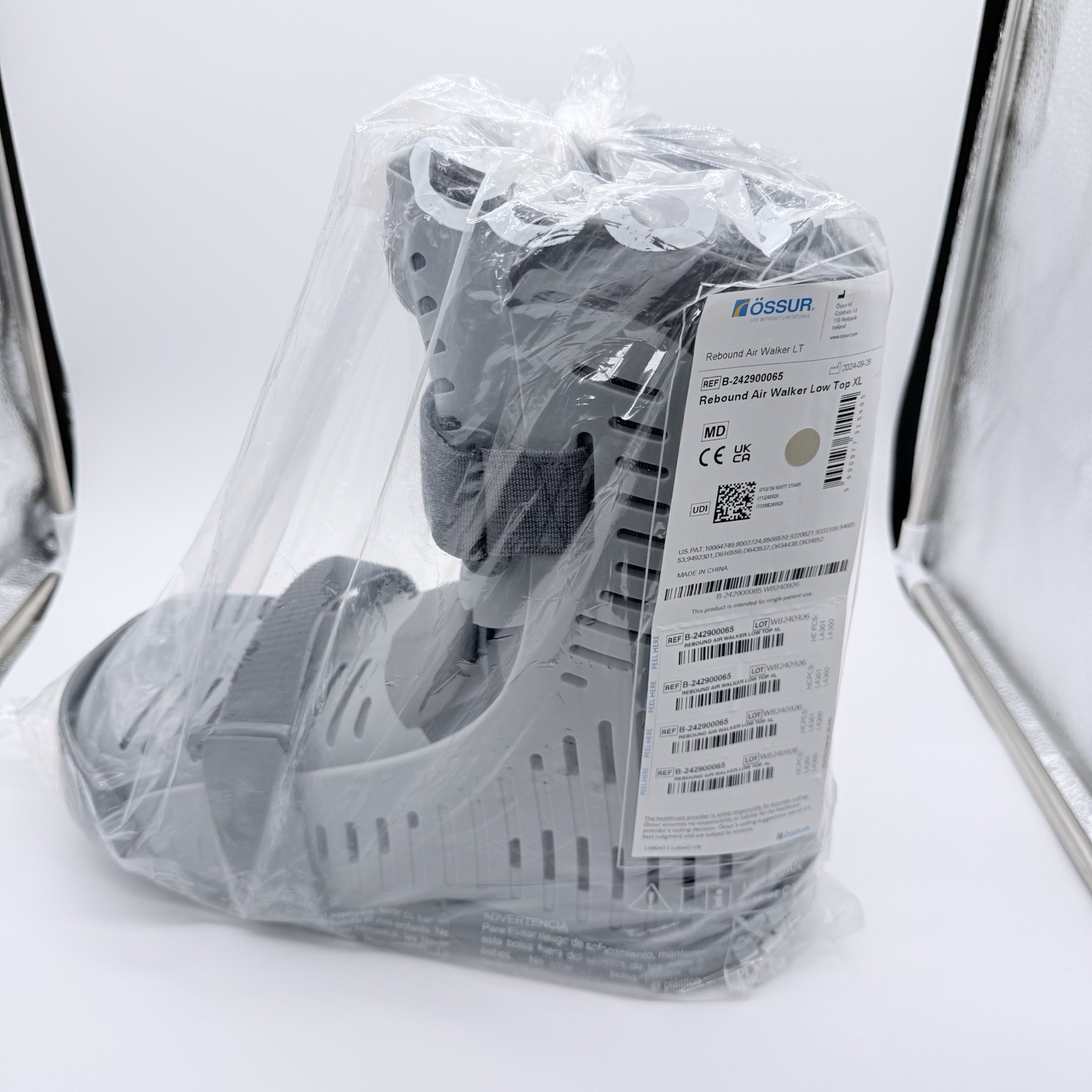 New Ossur Rebound Air Walker Boot Low Top Size XL w/ Air Pump & Rocker Bottom
