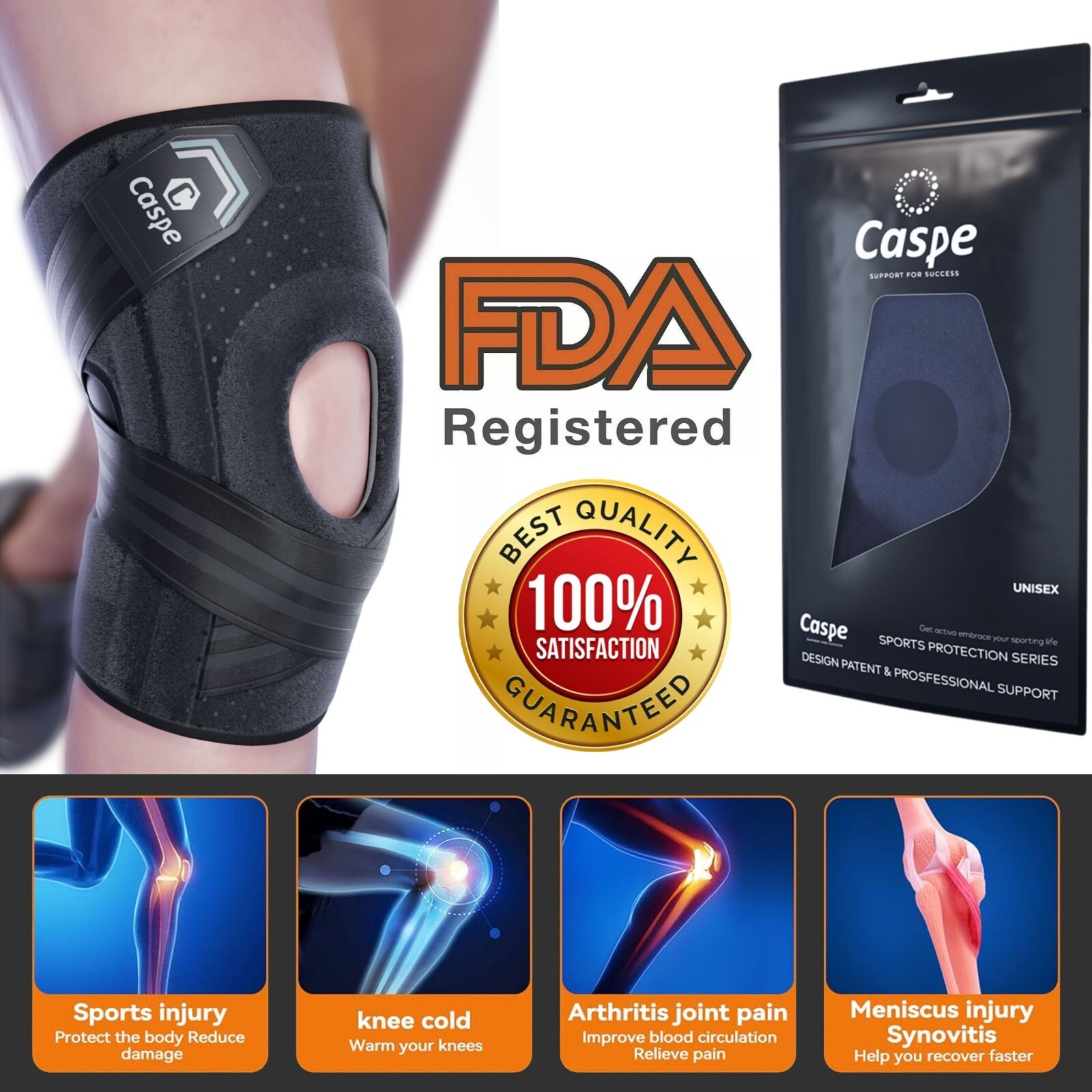 Knee Joint Brace with Stabilizers for Knee Meniscus Tear Relief Arthritis Pain