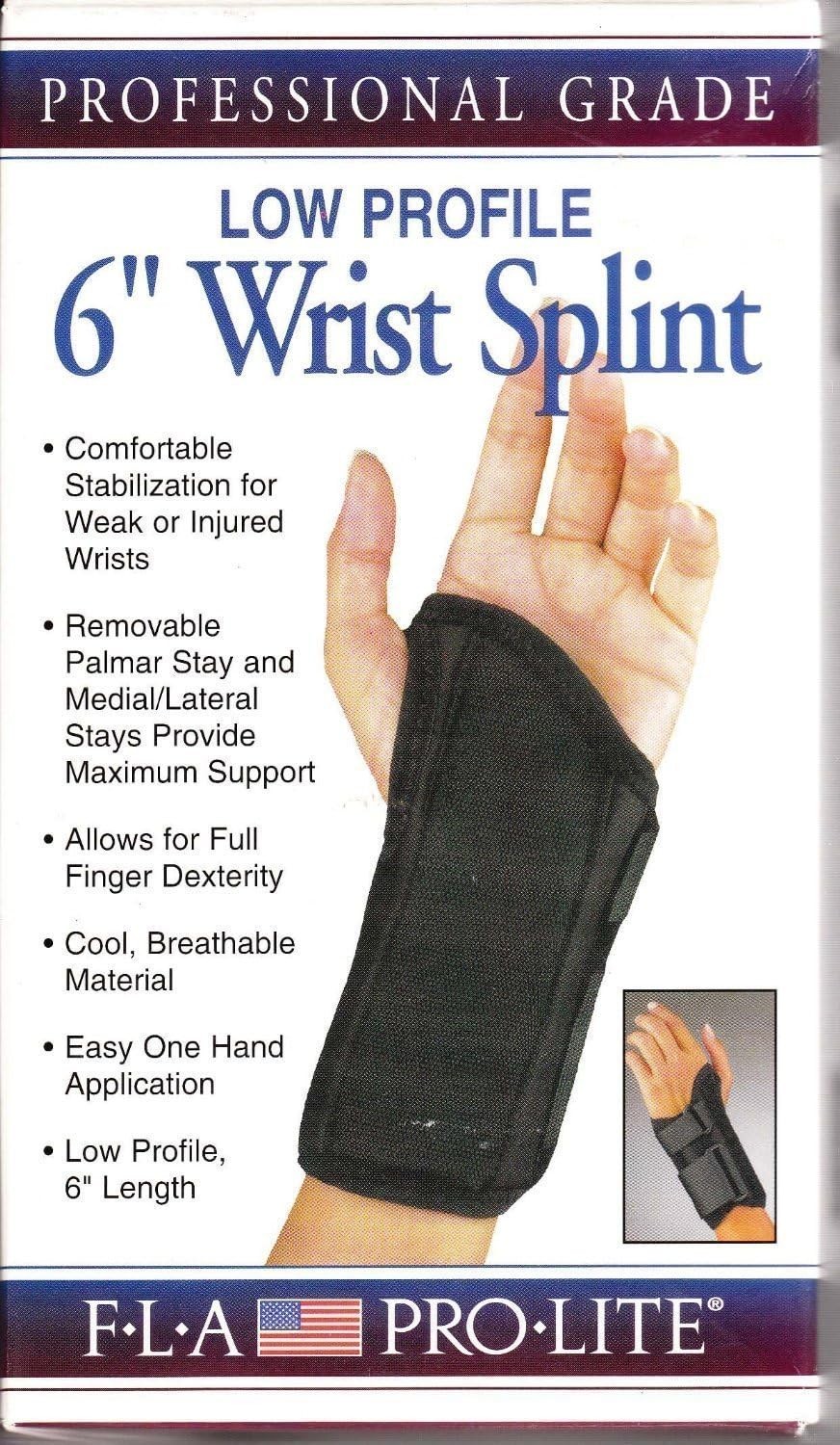 FLA Low Profile 6″ Wrist Splint Left Hand Black Large – Stabilization for weak o