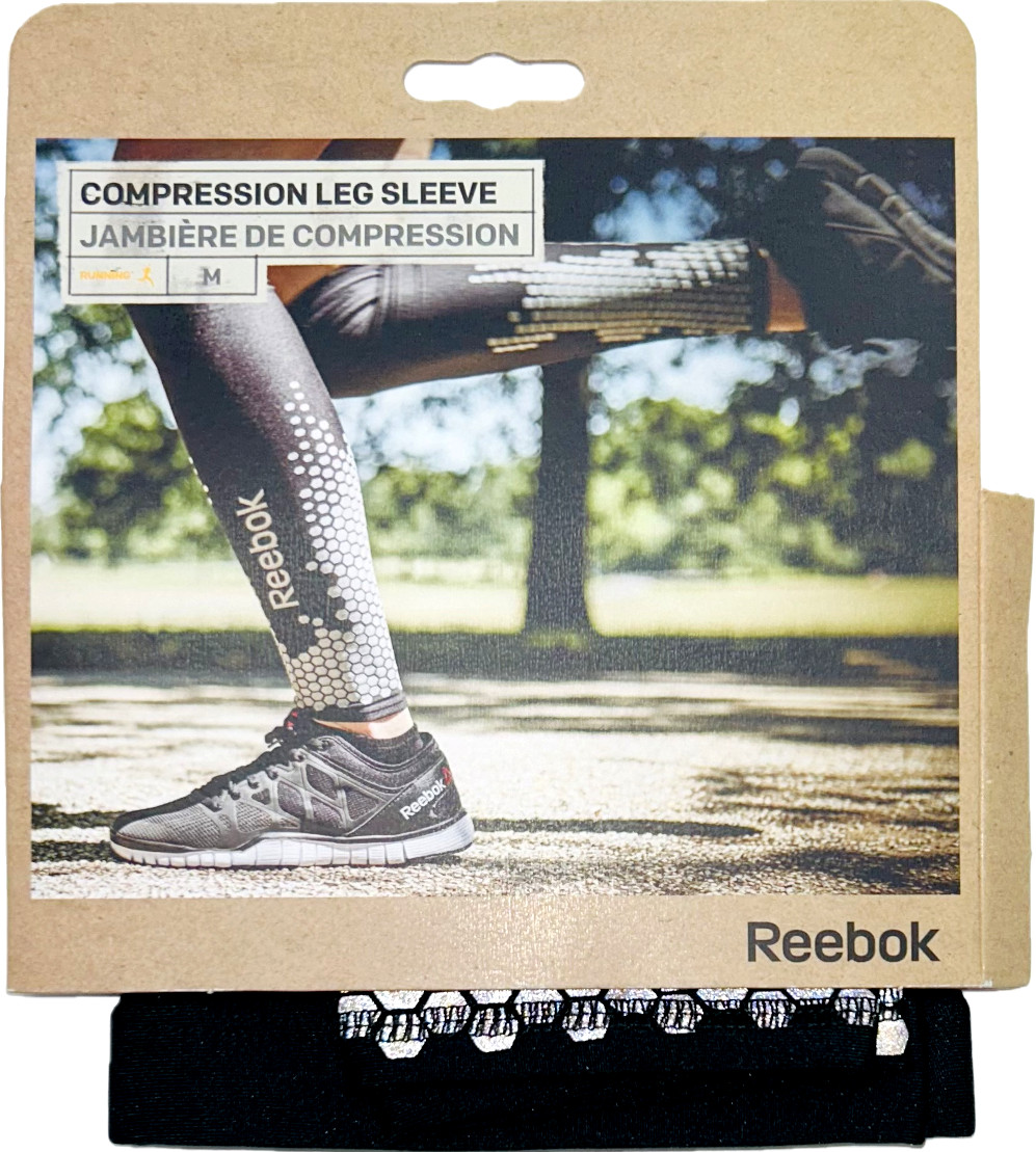 Reebok Compresson Leg Calf Sleeve Protection 1 Pair Running Support Black Size M
