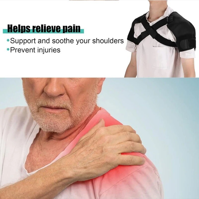 Double Shoulder Brace Torn Rotator Cuff Pain Relief Support Sleeve Adjustable FH