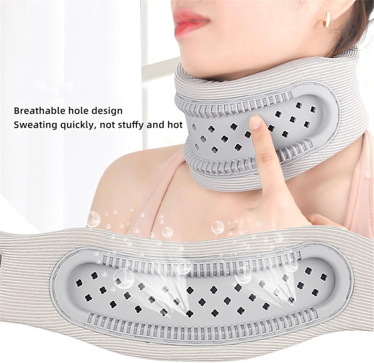 Neck Brace Cervical Collar Adjustable Neck Support Gray Memory Foam