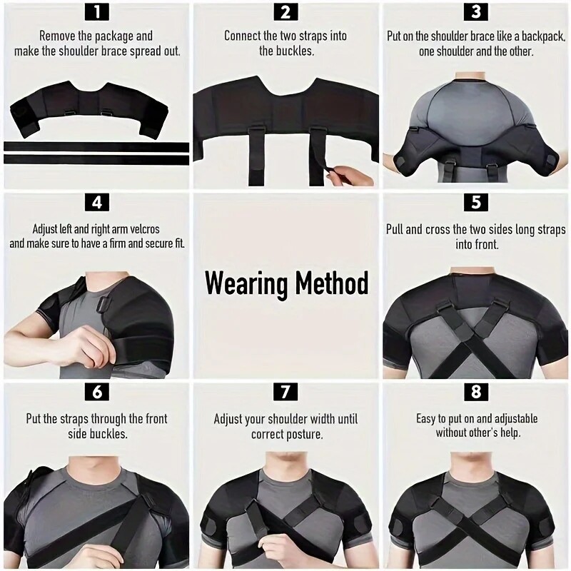 Double Shoulder Brace Torn Rotator Cuff Pain Relief Support Sleeve Adjustable UR