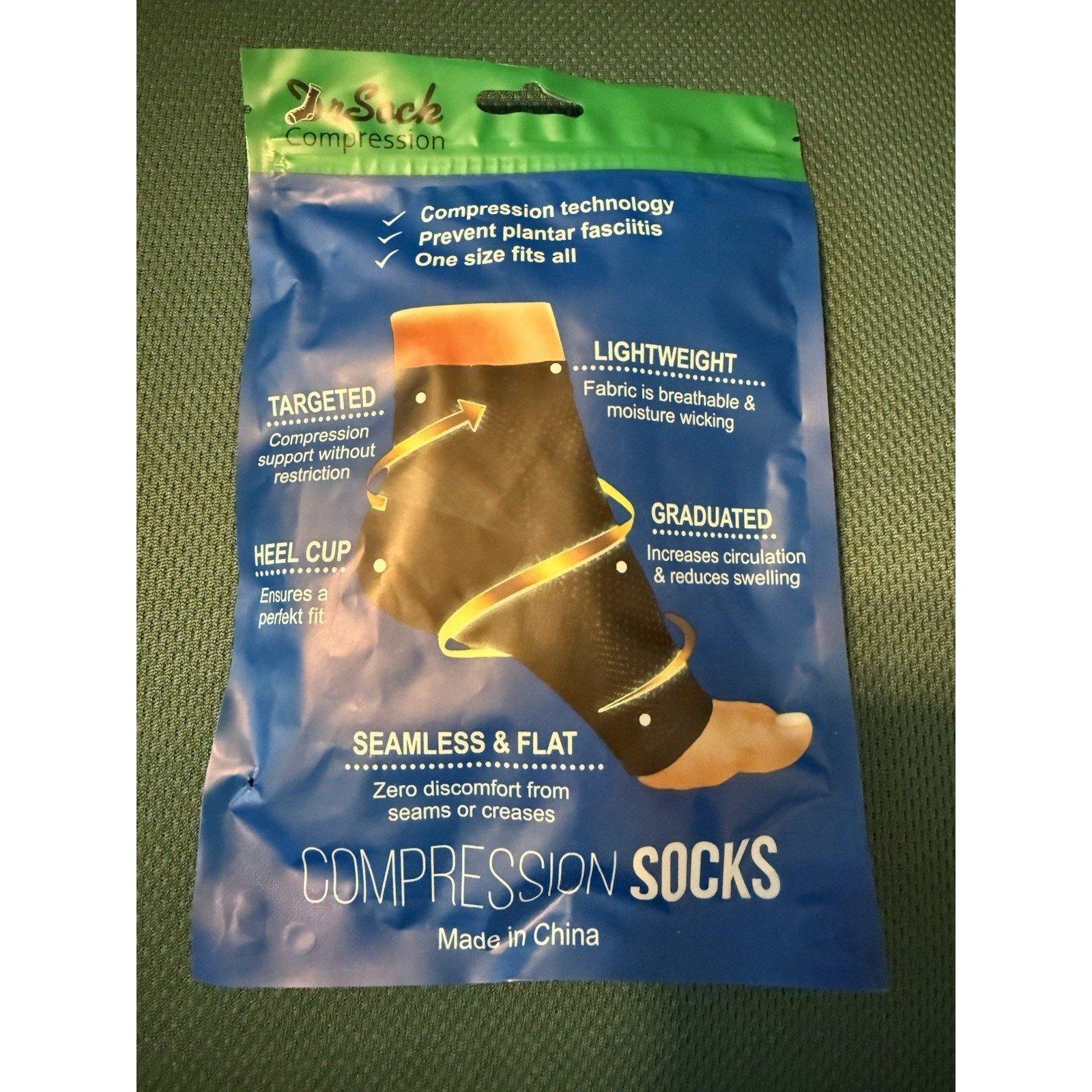Dr.Sock Compression Ankle Soks Lightweight Seamless Flat Heel Cup New