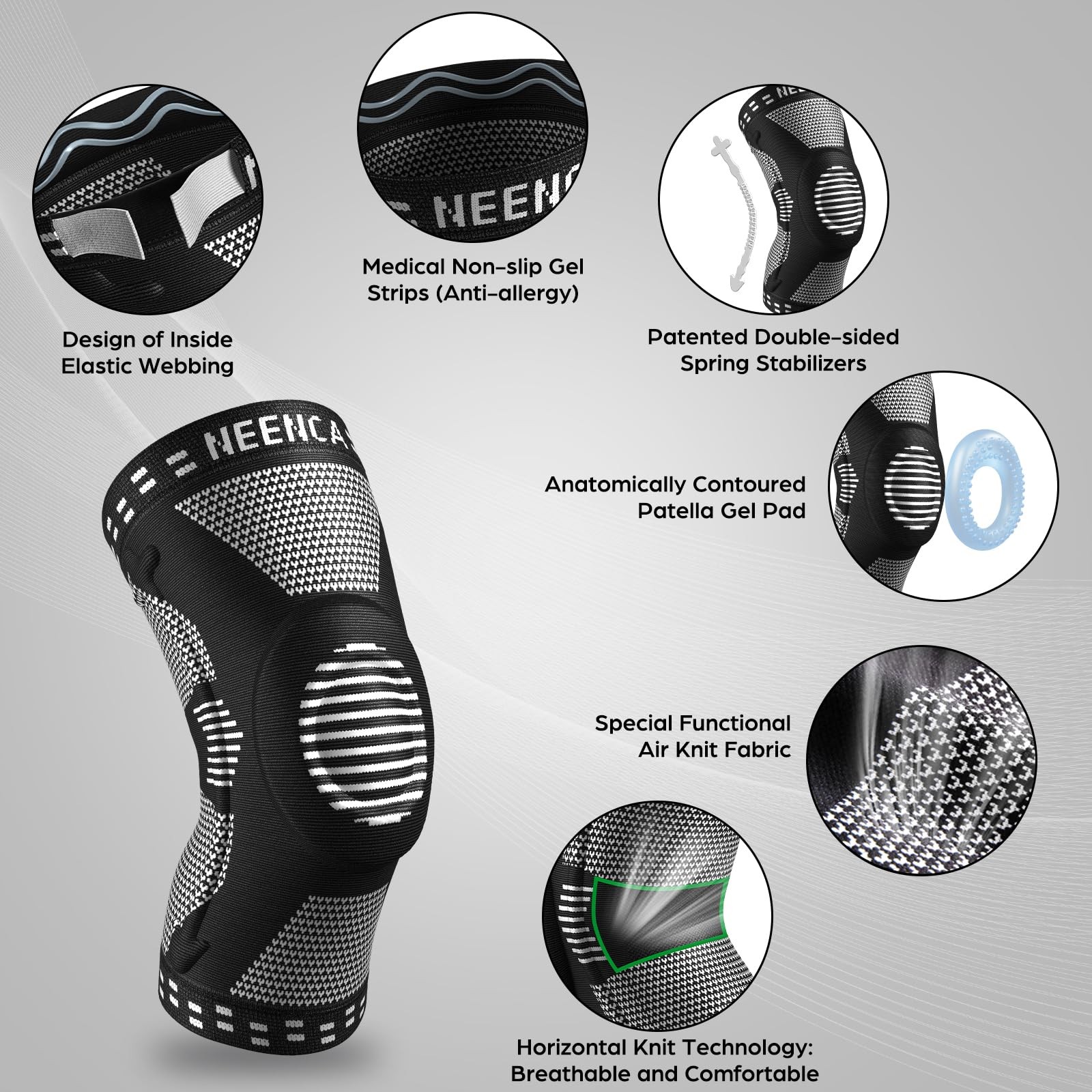 Professional Knee Brace, Compression Knee Support with Patella Gel Pad & Side…