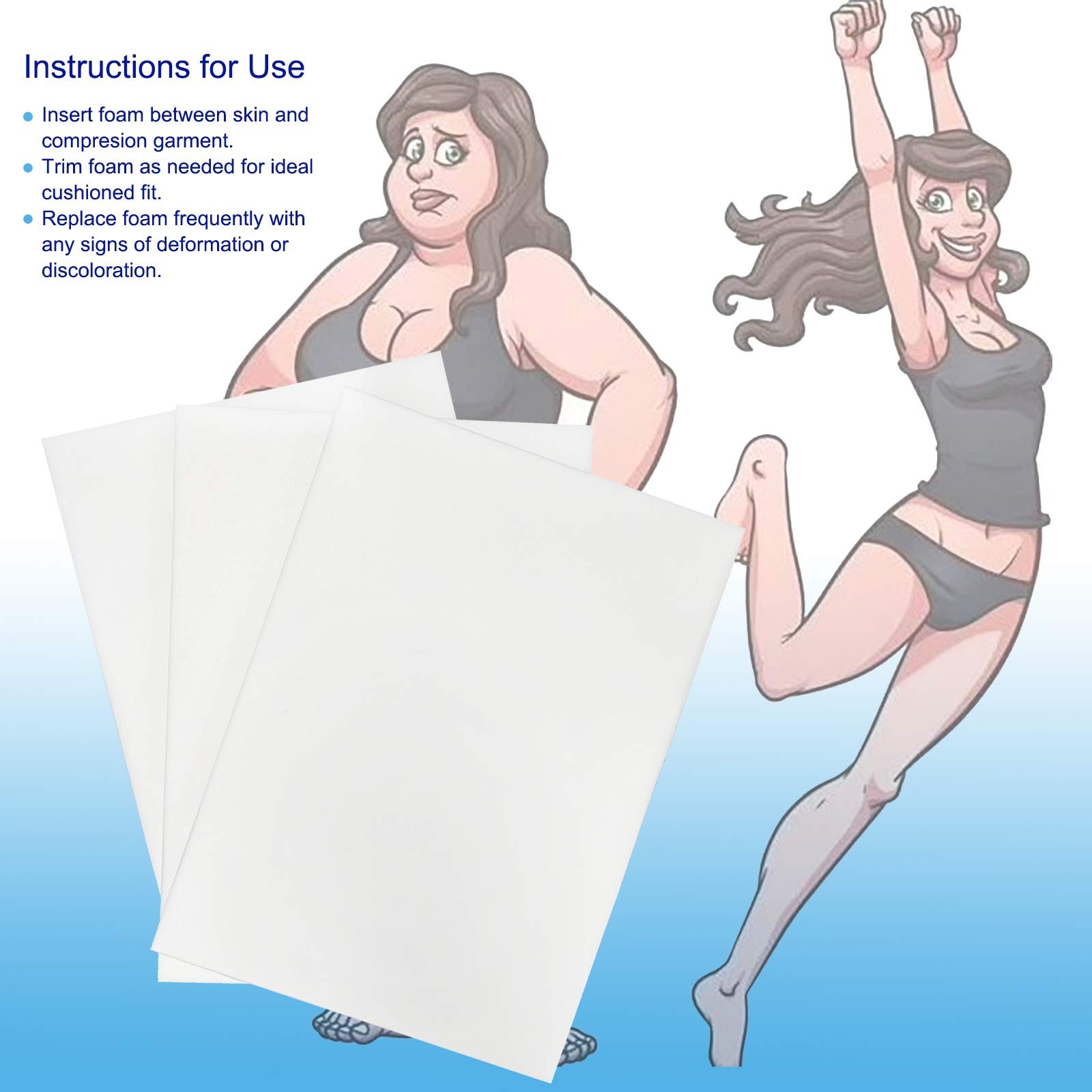 3 Pack Lipo Foam Post Surgery Ab Board for Liposuction Surgery 8″X11″ White
