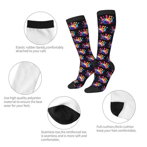 Unisex Novelty Socks for Women Men Teens Soft Knee High Crew One Size Bowling