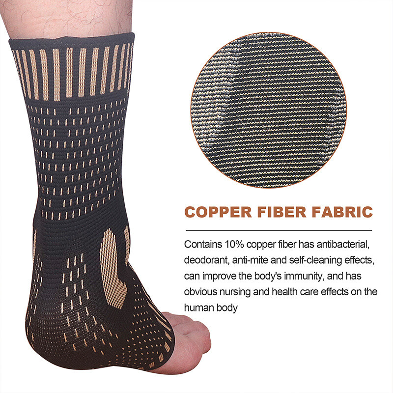 Copper Ankle Brace Support Compression Sleeve Socks Foot Fasciitis Pain Relief