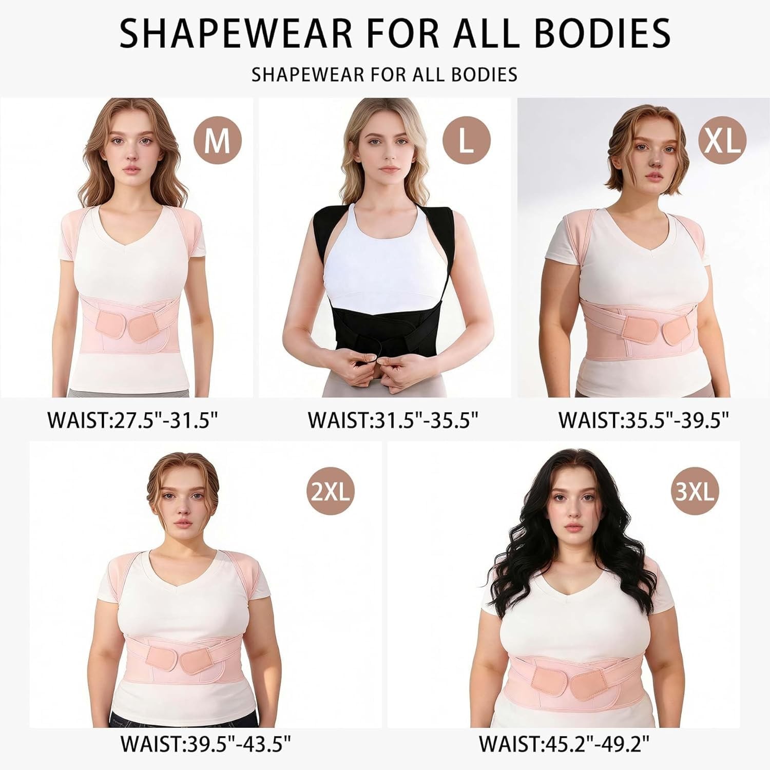 QFE Posture Corrector for Women and Men Back Medium (Waist 27.5″-31.5″), Pink