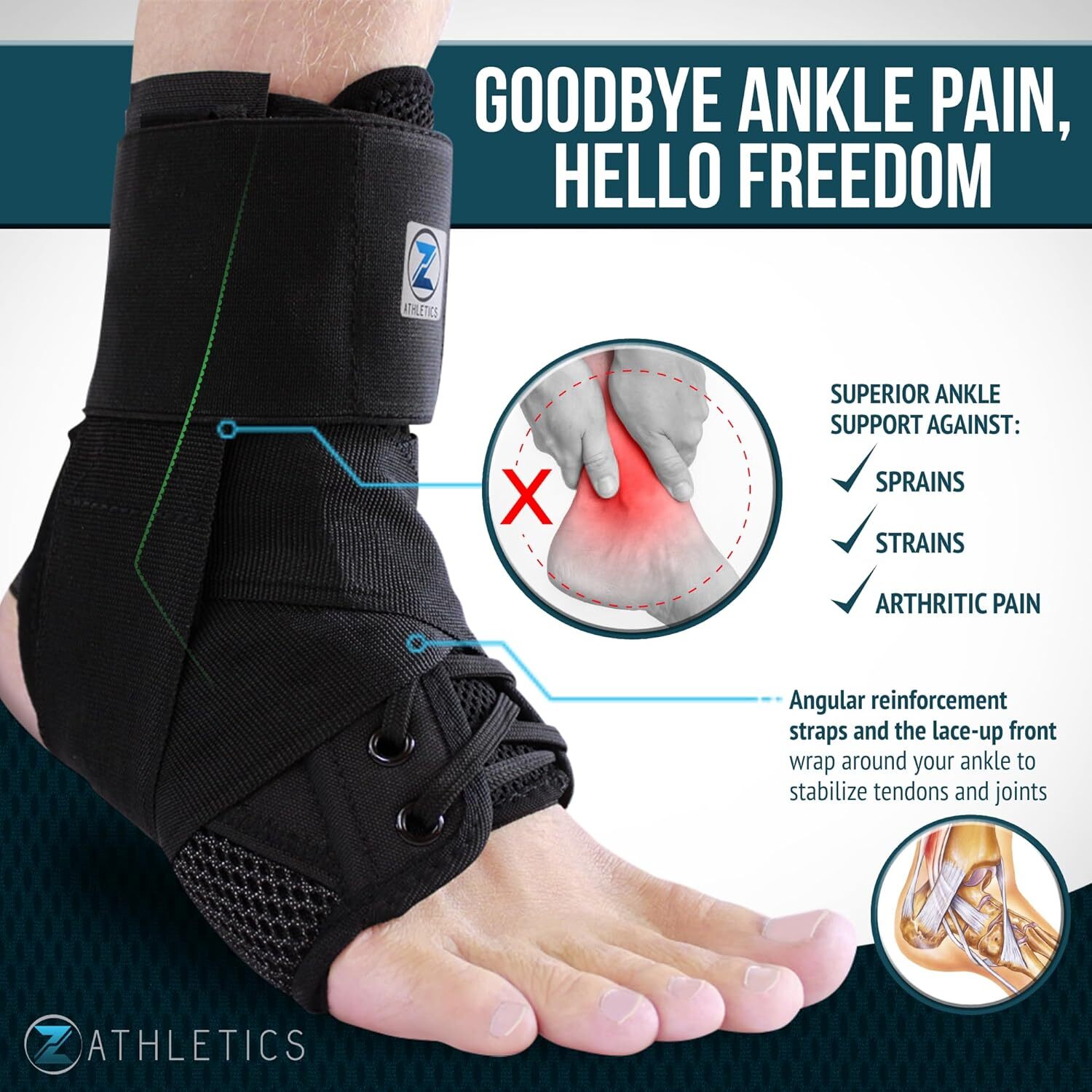 Adjustable Orthopedic Ankle Brace For Pain Relief Compression Support