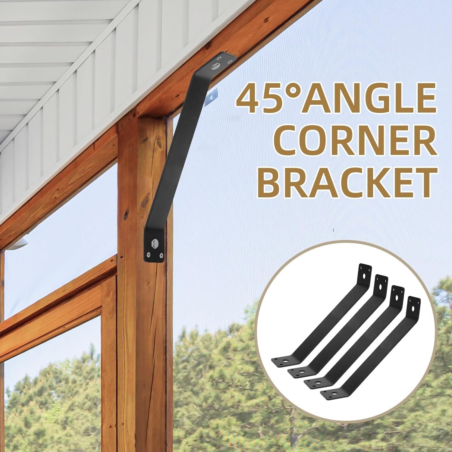 Versatile 4-Piece Black Angle Bracket Set for Furniture and Structual Support
