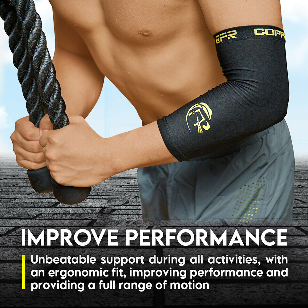 Copper Elbow Brace Support Compression Arm Sleeve Arthritis Joint Pain Fitness