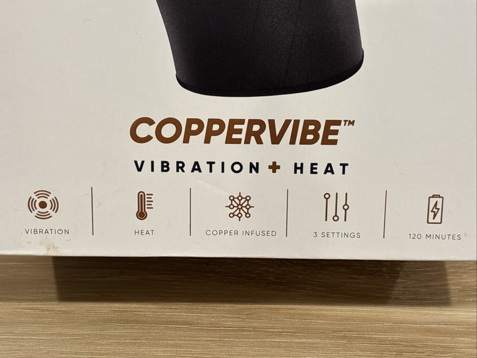 Copper Compression Coppervibe Knee / Elbow Wrap Vibration + Heat Brand New Black