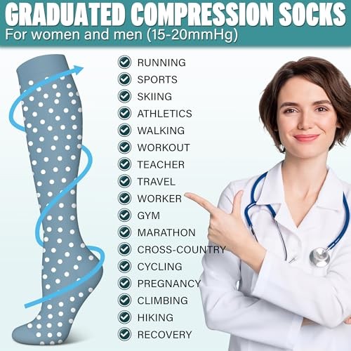 3 Pairs Compression Socks for Women & Men Small-Medium A14 Cyan/Blue/Light Blue