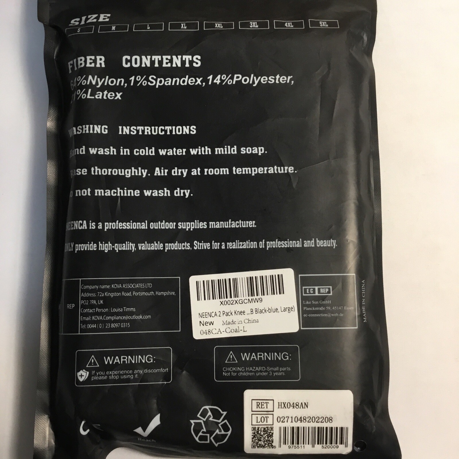 Neenca Professional Knee Brace Large Black/Blue New In Package Large