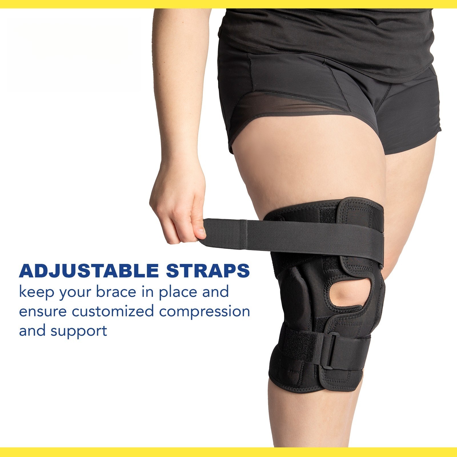 Plus Size Deluxe Hinged Knee Brace with Compression Wrap for Big & Wide Thighs