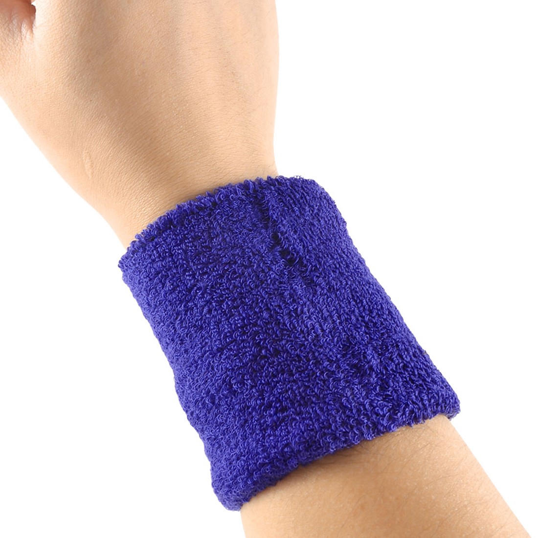 Blue Terrycloth Elastic Band Sports Gym Stadium Protective Wristband