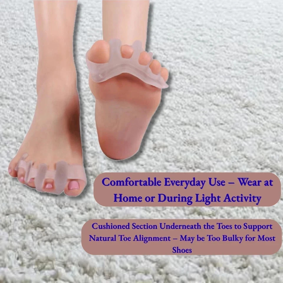 1 Pair Silicone Gel Toe Separators Toe Spacers Foot Care Cushion Straighteners