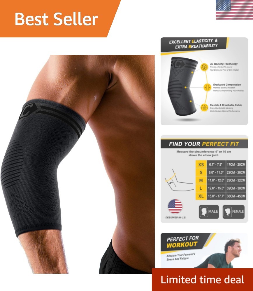 2 Pack Elbow Brace for Tendonitis and Tennis Elbow, Compression Support Sleev…