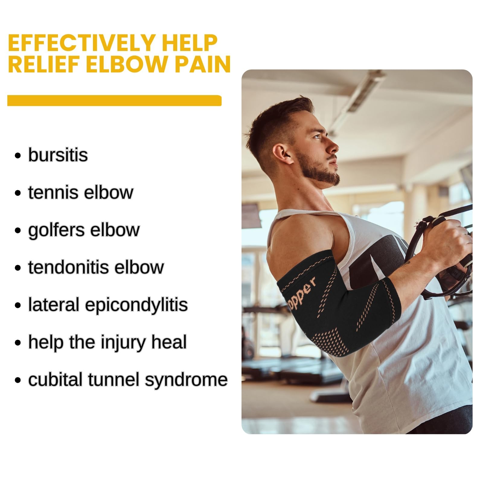 Copper Elbow Compression Sleeve,Elbow Brace for Tendonitis and Tennis Elbow,E…
